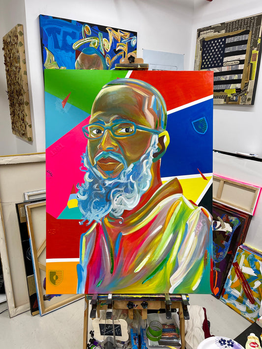 Ligel Lambert Creating a Symbolic Painting of Meleko Mokgosi