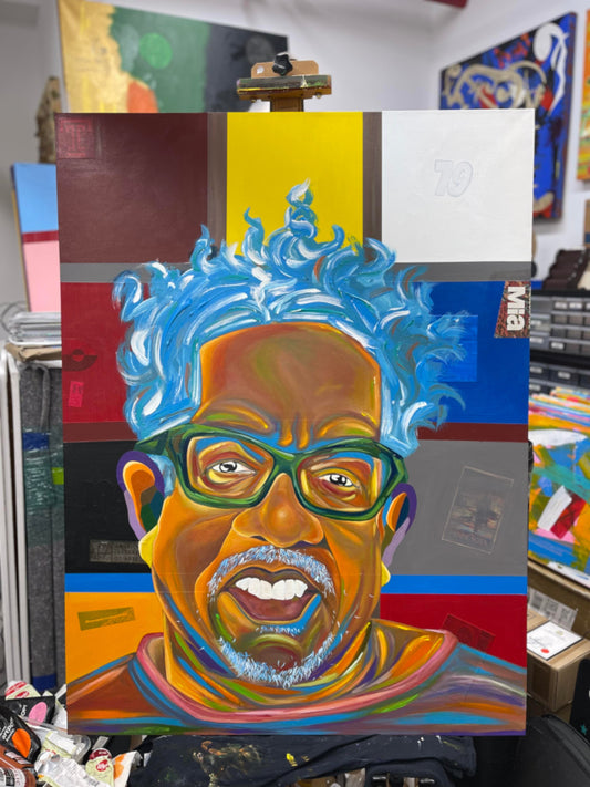 Portrait No. 18 of 25: Symbolic Representation of Stanley Whitney | Acrylic and paper on canvas | 36" x 48" | 2026