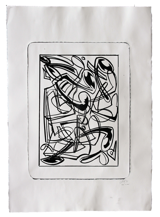 The Sounds of the Print Studio in 5/5 | Stone Lithography on paper | 23" x 34" | 2021 | By: Ligel Lambert