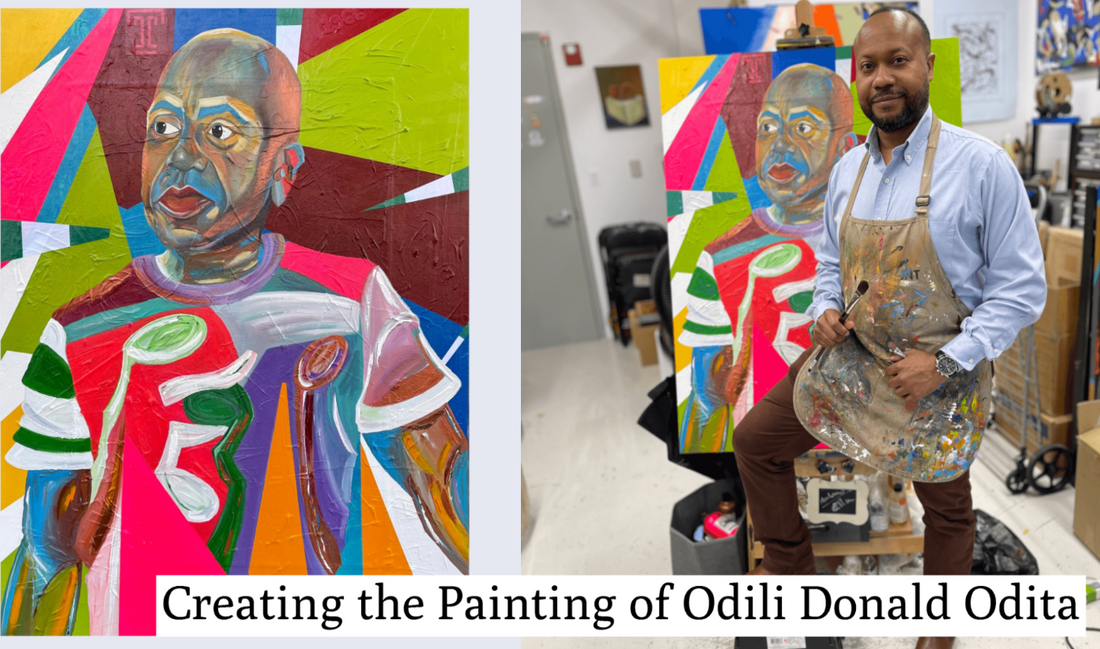 Ligel Lambert Creating the Symbolic Representation of Odili Donald Odita's  Portrait Painting