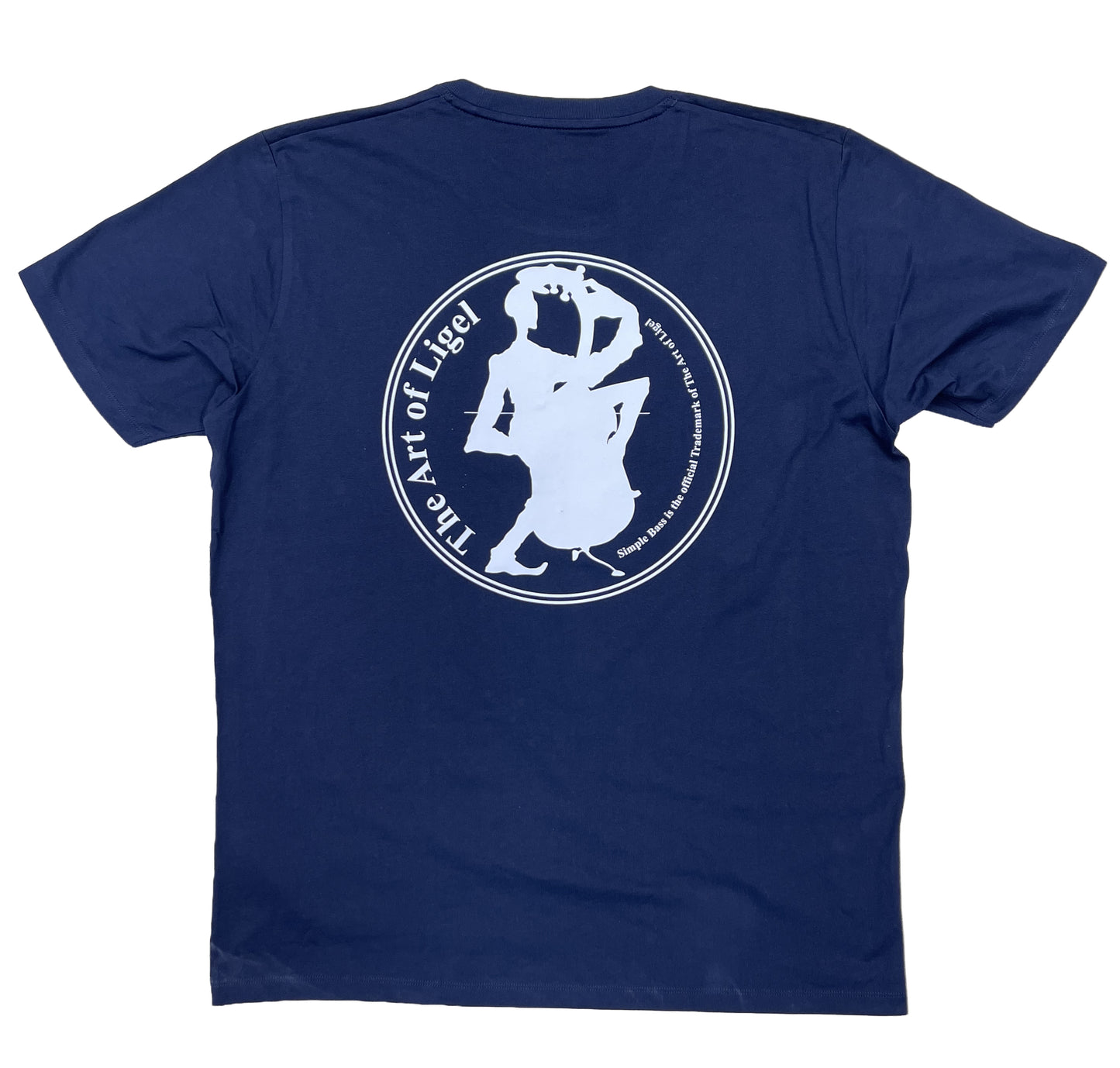 Back view of navy blue short sleeve T-shirt from The Art of Ligel, LLC featuring simple, clean design and comfortable fit.