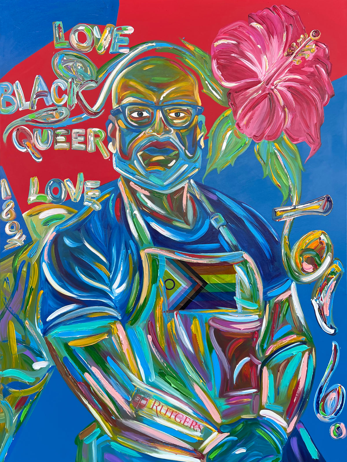 Original art painting from The Black Male Artist Professor Series by Ligel, featuring a portrait of a Black male artist.