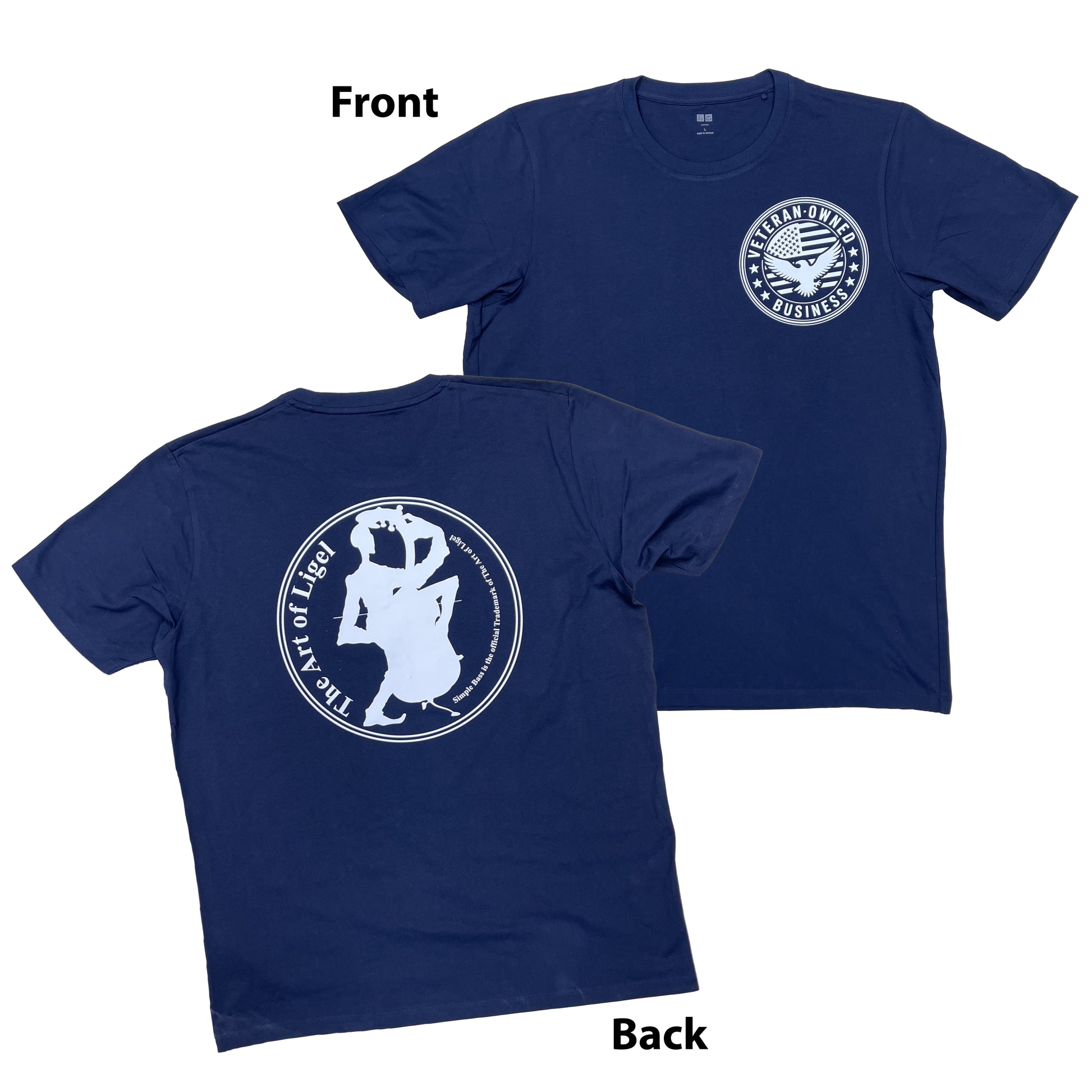 Navy blue short sleeve T-shirt from The Art of Ligel, LLC featuring a casual fit and classic crew neckline.